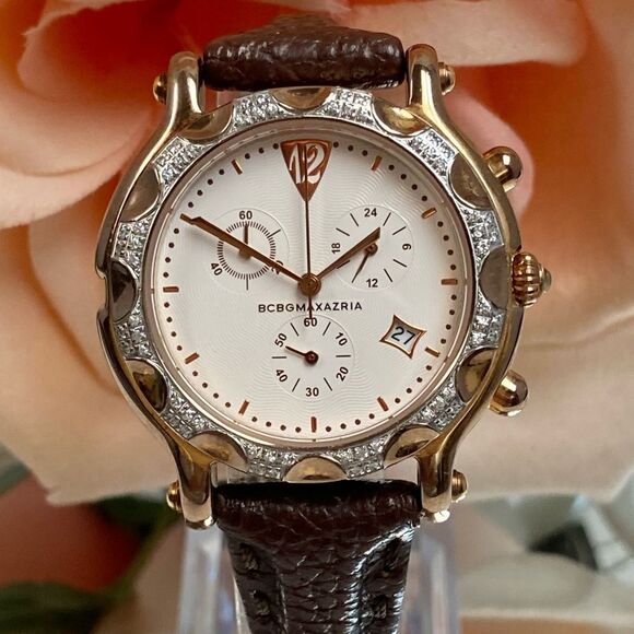 BCBGMaxAzaria Crystal Accented Rose Gold-tone Stainless Steel Chronograph Watch - Picture 2 of 16